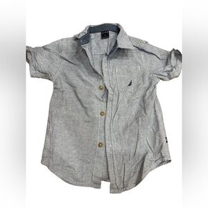 Nautica Light Blue Pinstripe Short Sleeve Button-Up Shirt